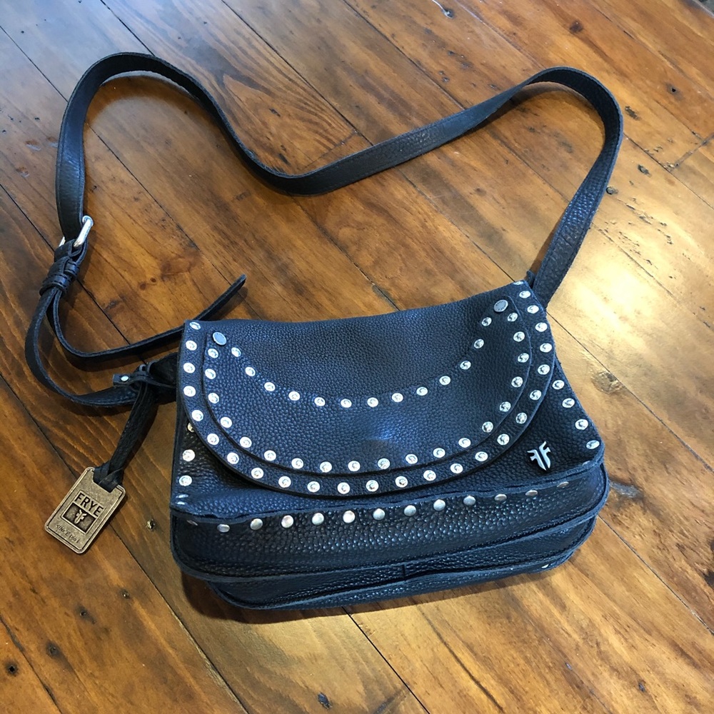 FRYE Italian Leather Vintage Black Crossbody Bag